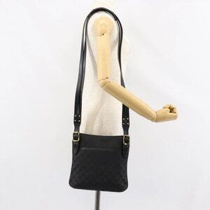 GUCCI GG Canvas Shoulder Bag Black Gold